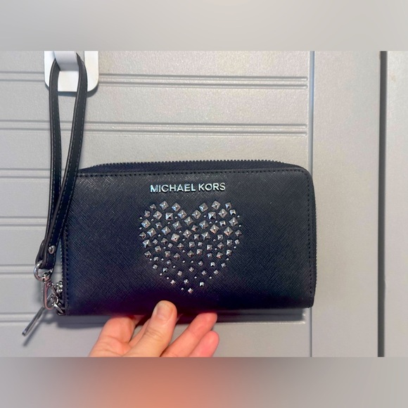 Michael Kors Handbags - Michael Kors Designer Blue Heart Studded Zip Around Wallet NWOT MSRP: $208